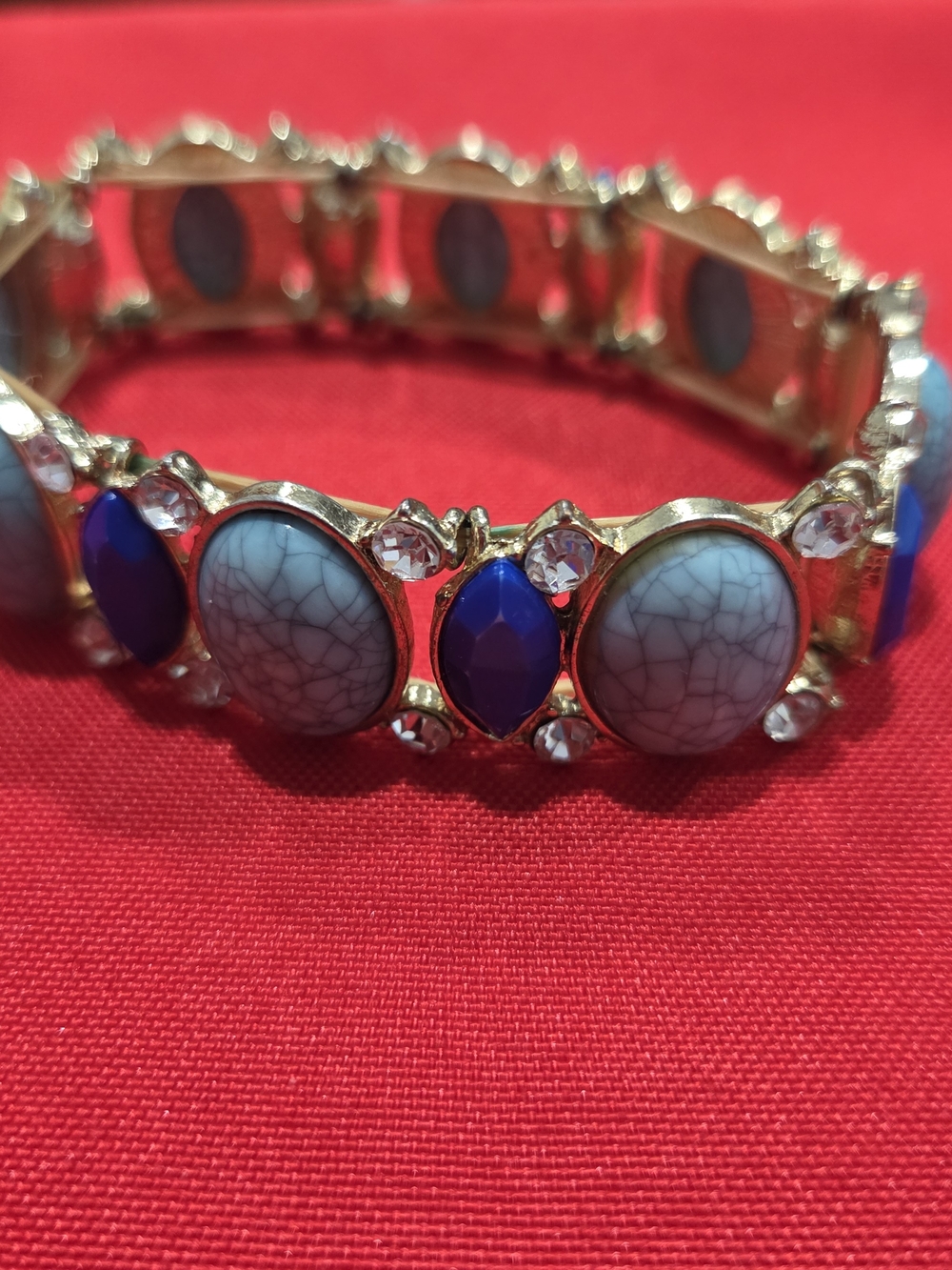 Gold-Tone Deep Blue/Marbled Turquoise Bracelet
